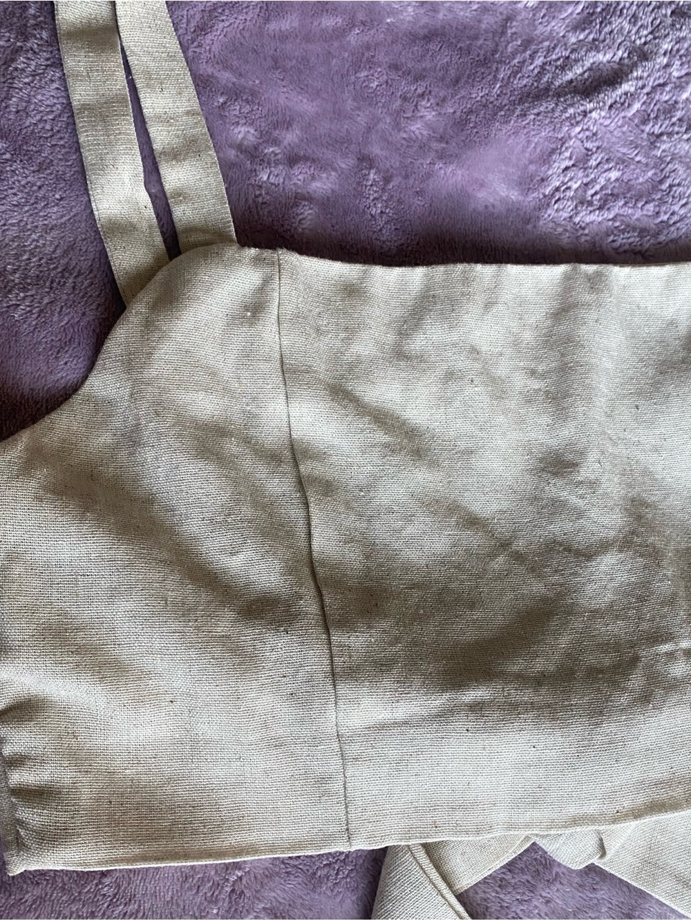 Altar’d State Beige Linen Blend Tie Back Crop Tank Top XS - Picture 5 of 9